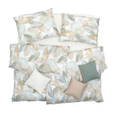 Produktbild von SCANquilt povlečení SATÉN PLUS listy zlatá 100% dlouhovlákná česaná bavlna 140 x 200/70 x 90 cm