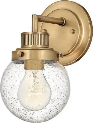 Obrázek produktu pro Koupelnové svítidlo kovové sklo V: 23,7 cm IP44 v mosazi starožitné stínidlo E27 vintage nástěnné svítidlo koupelna