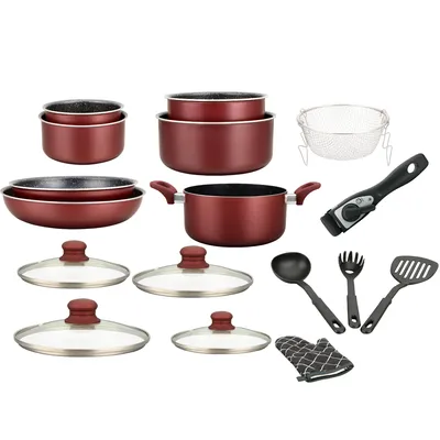 Produktbild von Herzberg 17-teiliges Kochgeschirrset - Bordeaux - HG-8055