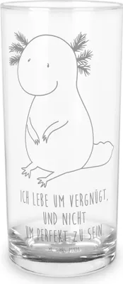 Produktbild von Mr. & Mrs. Panda Glas Axolotl Niedlich 200 ml - Transparent - Geschenk, Cocktailglas, Trinkglas, Weisheit, Fröhlich, Tumbler, Freundin, Zufrieden, Longdrinkglas, Liebe