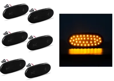 Obrázok produktu pre 6 kusov LED bočných smerových svetiel, čierna farba, pre vozidlá VW Crafter 2E, Mercedes Sprinter W906
