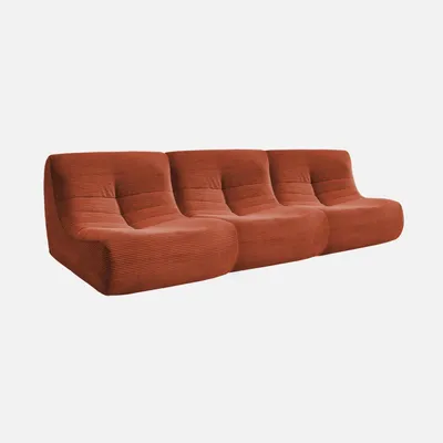 Produktbild von sweeek - 3er-Set modulierbare Sessel ohne Armlehne mit Cordbezug - Terracotta