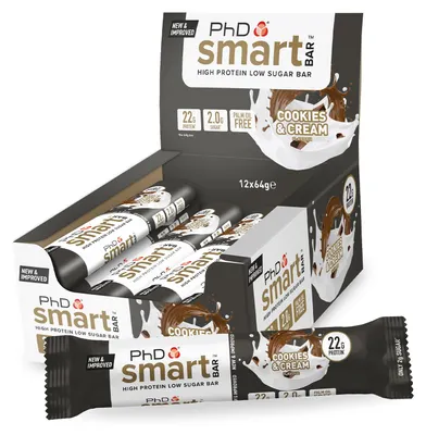 Produktbild von PhD Smart Bar (12x64g) Cookies & Cream - Riegel - Protein-Riegel