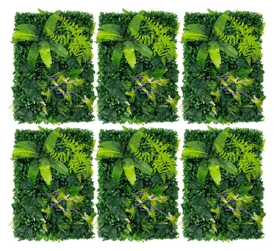 Image de Ensemble de 6 panneaux muraux végétaux artificiels - Pour intérieur et extérieur