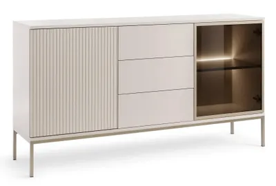Produktbild von Sideboard HALLE KSZ154 - Kommode mit 2 Türen, LED-Beleuchtung,Lamellen - Loft Stil (Cashmiere)