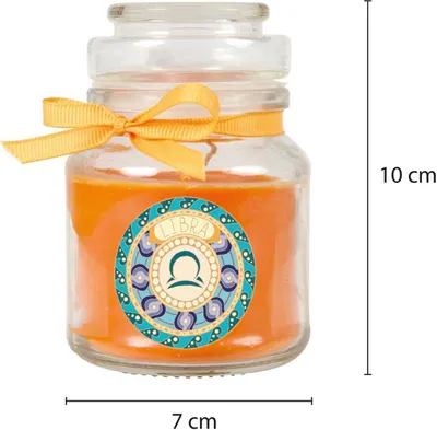 Produktbild von HS Candle "Sternzeichen" Duftkerze  im Bonbonglas ( Waage ) - viele Motive zur Auswahl, 120g - Brenndauer bis zu 30 Std - Libra