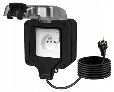 Produktbild von Adelid Außensteckdose 230V IP66 Schwarz mit Schalter