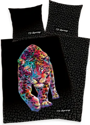 Produktbild von "P.D. Moreno - Leopard" Bettwäsche, 100% Baumwolle ( Satin Qualität ), 80x80 cm + 135x200 cm