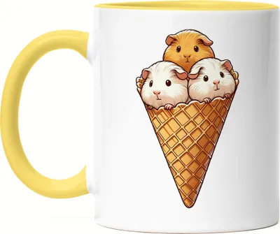 Produktbild von Meerschweinchen Waffeleis Tasse Gelb Haustierliebe Meerschweinchen Charme
