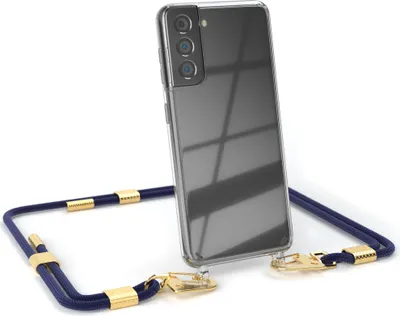 Produktbild von EAZY CASE Handykette für Samsung Galaxy S21 5G, Transparente Silikonhülle mit Band, Clear Case, abnehmbar in  Blau