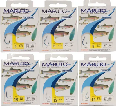Produktbild von Maruto Forellenhaken Sbirulino 2m - 8 Haken für Forelle, Größe/Tragkraft/Durchmesser/Inhalt:Gr.12/3.1 kg/0.18mm/8 Haken pro Packung