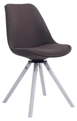 Productafbeelding van CLP bezoekersstoel Troyes, bekleed met stof, ronddraaibaar, met ronde houten poten, donkergrijs frame, witte bekleding
