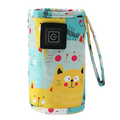 Produktbild von Tragbarer Baby Flaschenwärmer USB mit 3 Temperaturstufen Reise Flaschenwärmer universell kompatibel Kätzchen Design