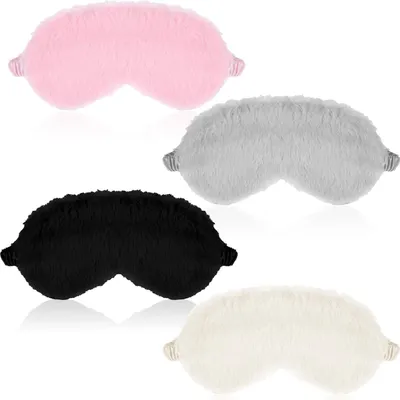 Produktbild von Plüsch Schlafmaske für Kinder - Weiches Seidenaugenmasker für Frauen und Mädchen - Satin Nickerchen Nacht Verdunkelungs Schlafmaske - Mädchen Kinder Geschenk (Stil B), 4er-Pack