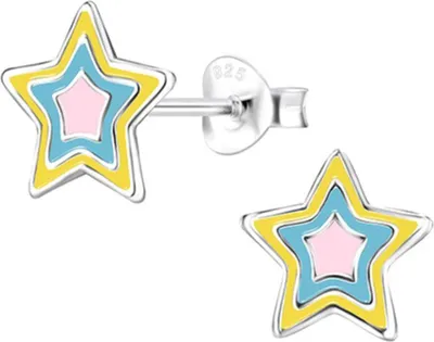 Produktbild von Ohrringe Silber 925 Kinder Ohrstecker „Stern“ Gelb