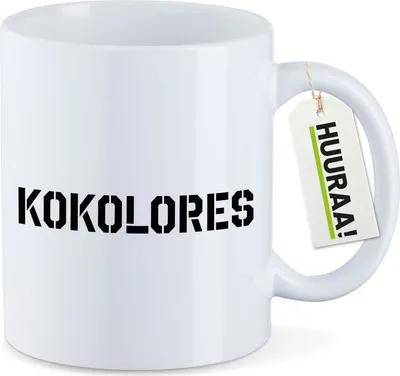 Produktbild von Huuraa Kaffeetasse Kokolores Schriftzug 330ml Weiß Keramik Kaffeebecher Geschenkidee