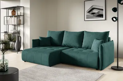 Produktbild von Ecksofa Schlafsofa CANIO Stoff Monolith Grün Ottomane Links