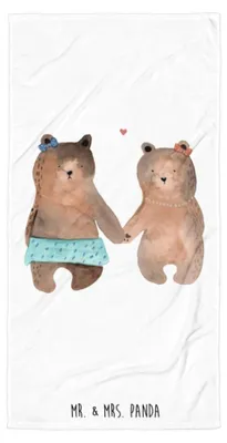 Produktbild von Mr. & Mrs. Panda Strandtuch Bär Freundin - Weiß - Geschenk, Handtuch, Teddy, Frottee-Handtuch, Badelaken, Duschtuch, Badehandtuch