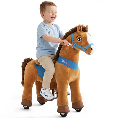 Image de PonyCycle Essentiel Modèle E Cheval à Bascule avec Frein Jouet à Monter Poney Brun 3-4 Ans Porteur Enfant à Roulette Intérieur Extérieur
