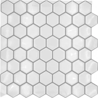 Produktbild von Mosani MOS200-H01, Mosaik, Vinyl, Weiß, Drinnen, Rechteck, 295 mm