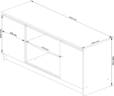 Immagine prodotto di Mobile TV 120 cm in Rovere Sonoma con spazio di archiviazione e per attrezzature audio
