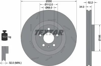 Produktbild von TEXTAR Bremsscheibe Vorne Links für PORSCHE Macan (95B) 350mm 92319005