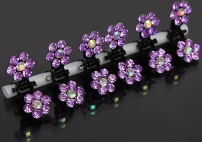 Produktbild von Mini Haarklammern Strass Haarkneifer lila 6 Stück