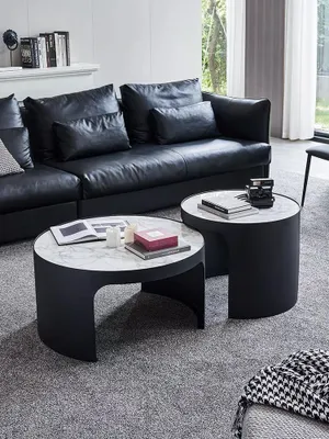 Produktbild von Couchtisch edles Beistelltisch 2er Set Couchtisch mit weißer Marmor Optik 80cm