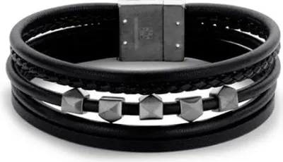 Produktbild von Victoria Schwarzes Herrenlederarmband