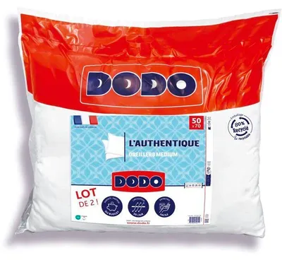 Image de DODO Lot de 2 oreillers Médium - L'AUTHENTIQUE - 50 x 70 cm - Blanc