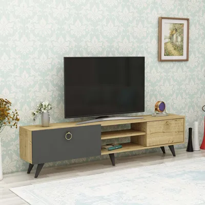 Obrázek produktu pro INDIA TV stolek na nožičkách, dub / antracit