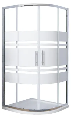 Produktbild von Duschspa 80x80x185cm Duschkabine Streifenglas Schiebetür Runddusche Mit Duschtasse Set 5mm ESG-Glas Duschabtrennung Viertelkreis Dusche Drehtür Gleittür