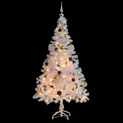 Imagen del producto de vidaXL Árbol de Navidad artificial con luces y adornos, color blanco, 150 cm