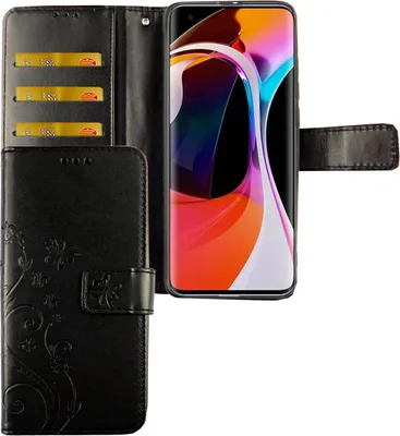 Zdjęcie produktu dla Etui na telefon komórkowy Xiaomi Mi 10 Etui ochronne z klapką i miejscem na kartę, kolor: czarny w kwiaty