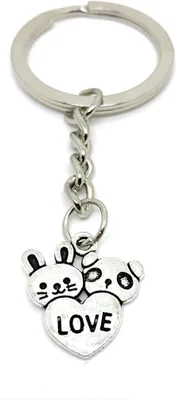 Immagine prodotto di Onwomania Portachiavi Coppia Panda Teddy Argento Metallo Ciondolo Charm