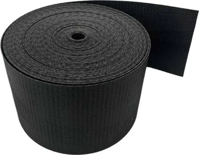 A roll of black fabric strapping.