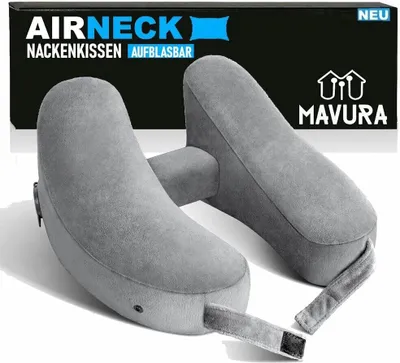 Produktbild von AIRNECK Nackenkissen Nackenhörnchen Nacken Kissen Reise Flugzeug Auto Reisekissen mit Kopfstütze aufblasbar