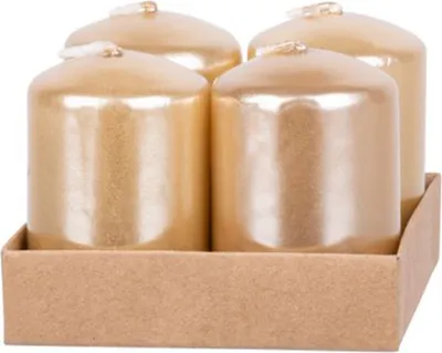 Produktbild von Kerze MagicHome Weihnachten, 4x6 cm, zylindrisch, Packung 4 Stk., Champagner, Advent