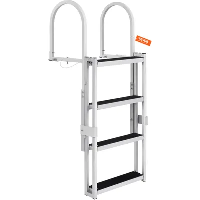 Zdjęcie produktu dla Drabinka dokowa VEVOR 4 wysuwane stopnie udźwig 159 kg Aluminiowa drabinka do łodzi pontonowych o regulowanej wysokości 1400-1705 mm i szerokości stopnia 10 cm do wchodzenia na łodzie/jeziora/baseny