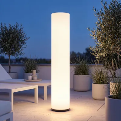 Produktbild von Stehlampe außen Lichtsäule 100 cm IP65 Weiß inklusive G13/T8 LED 3000 K 1350 lm Stecker Kabel Außenleuchte Garten Terrasse
