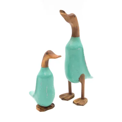 Produktbild von DREVENÁ KACHNA "DUCK" | Mahagón a teakové drevo, 2 kusy | Deco figúra | Farba: tyrkysová
