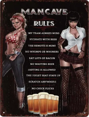 Produktbild von Moritz Retro Deko Blechschild Man Cave Rules Geschenk-Idee aus Metall Vintage-Design zur Dekoration