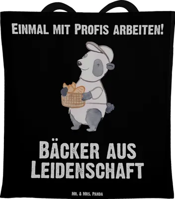 Produktbild von Mr. & Mrs. Panda Schultasche Bäcker Leidenschaft - Schwarz - Geschenk, Stoffbeutel, Spruch, Bäckerei, Shopping Tasche, Tote Bag, Jutebeutel, Konditor, Laptoptasche