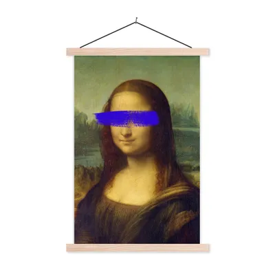 Produktbild von MuchoWow® Textilposter Mona Lisa - Leonardo da Vinci - Blau - Alte Meister 120x180 cm mit holzfarbenen Rahmen - Textil-Plakat