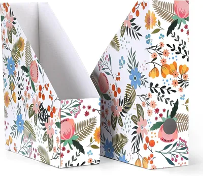 Produktbild von Zeitschriftenhalter 12 Stücke, Dokumentenorganizer für Büro, Wellpappe, Blumenmuster, für Büro
