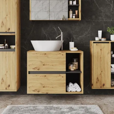Obrázok produktu pre Vanity unit for the washbasin Vicco Viola Artisan/šedá 80 x 60 cm s 2 zásuvkami, Model 54867