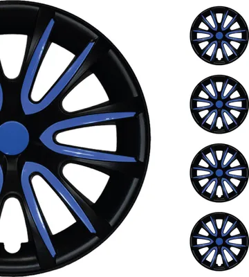 Produktbild von 4x Radblenden Radkappen Radzier für 14" Zoll Stahlfelgen Schwarz Dunkel Blau