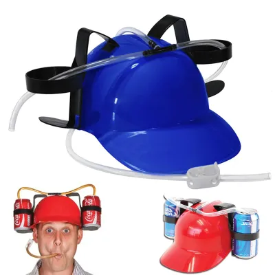 Trinkhelm mit 2 Dosenhaltern und Trinkschlauch, Partyhelm