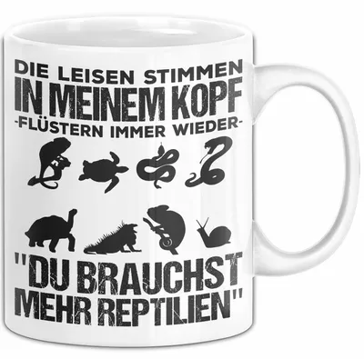 Produktbild von Reptil Bartagame Tasse Geschenk Lustige Geschenkidee Spruch Die Leisen Stimmen In Meinem Kopf Flüstern Immer Wieder (Weiß)