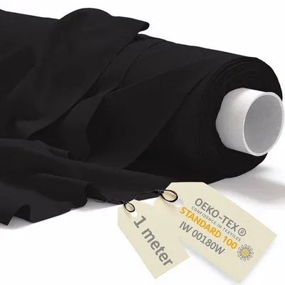 Image de Tissu en coton 1 m x 160 cm, 145 g/m² - tissus de couture - tissu d'ameublement - toile - tissu pour rideaux - noir